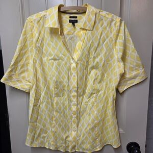 Talbots Yellow Wrinkle Resistance Shirt Nwt Size 10 Womens Fresh Summer Beach